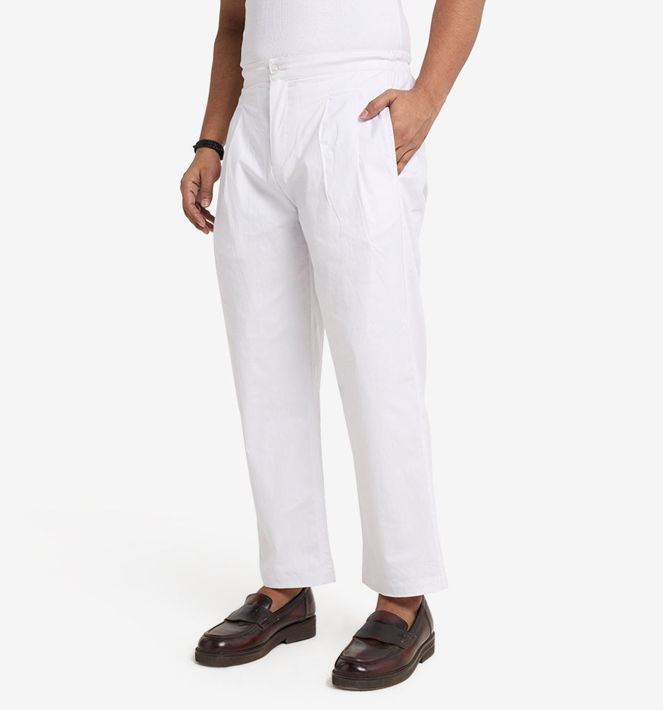 MAHAL Premium White Pleated Relaxed Fit Pajama Pant