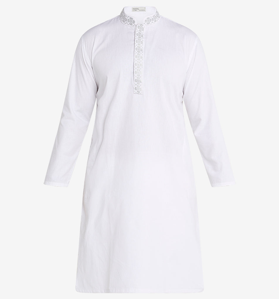 MAHAL Exclusive White Aura Embroidered Panjabi