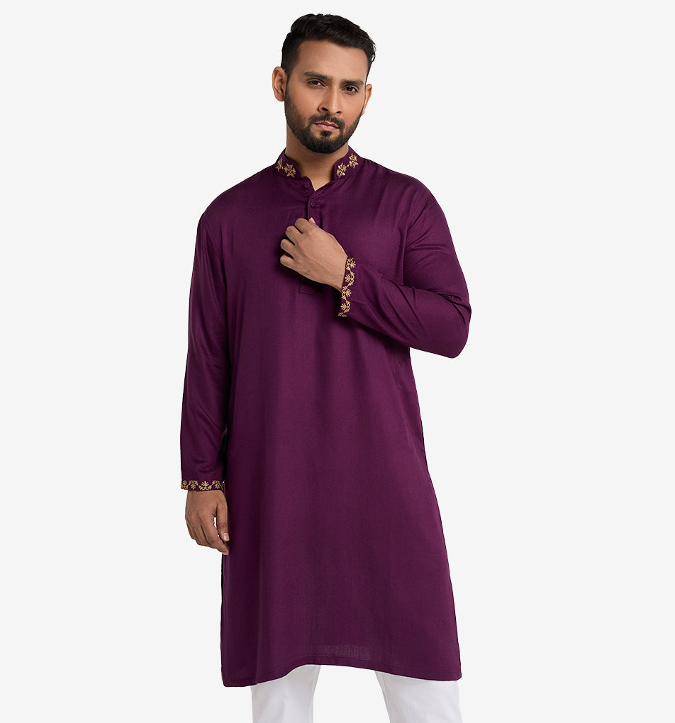 MAHAL Exclusive Sovereign Purple Embroidered Panjabi
