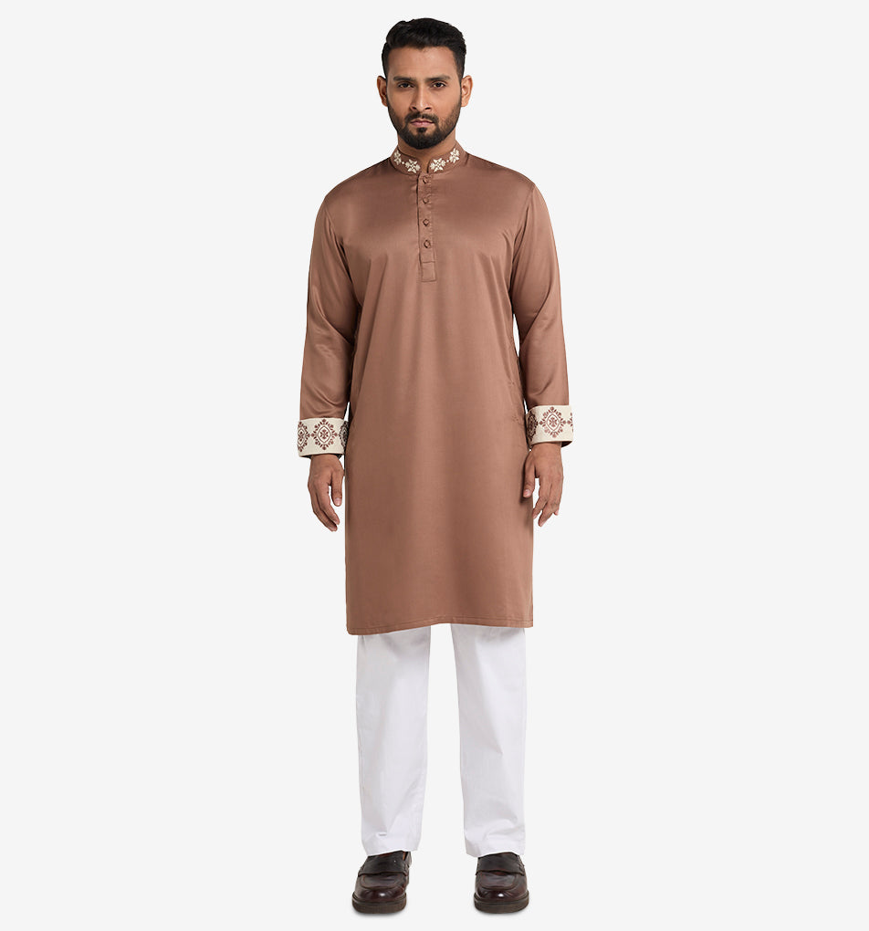 MAHAL Legacy Caramel Embroidery Panjabi