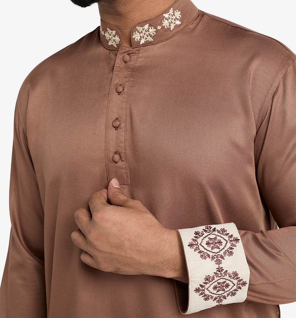 MAHAL Legacy Caramel Embroidery Panjabi