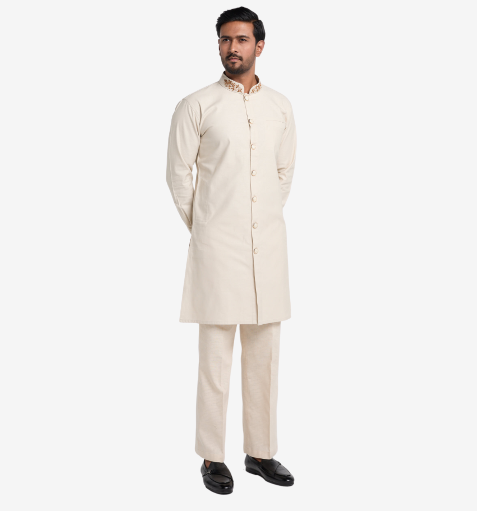 MAHAL Ivory Zarqoon Zardozi Sherwani Panjabi