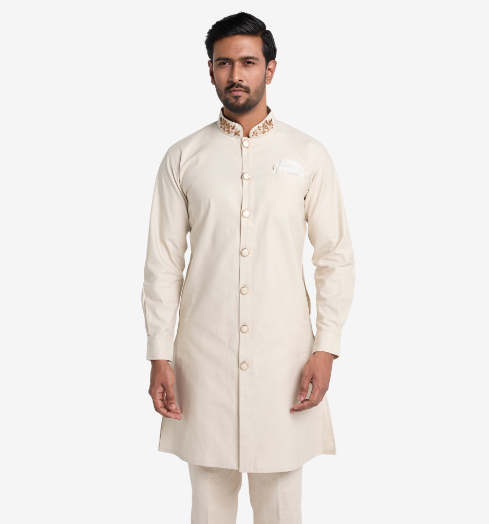 MAHAL Ivory Zarqoon Zardozi Sherwani Panjabi