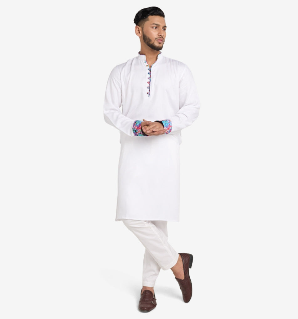 MAHAL White Moroccan MultiColour Panjabi