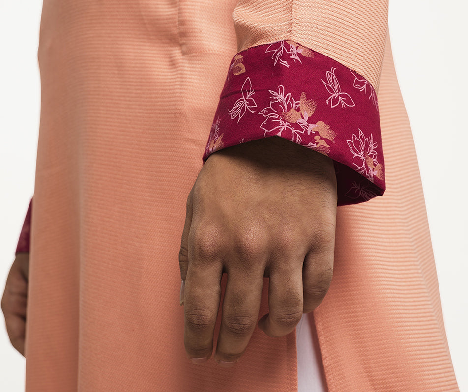 MAHAL Coral Pink Floral Panjabi
