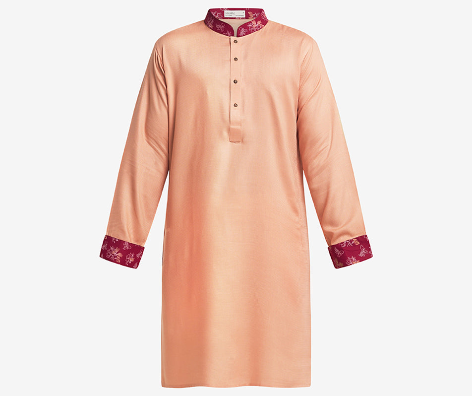 MAHAL Coral Pink Floral Panjabi