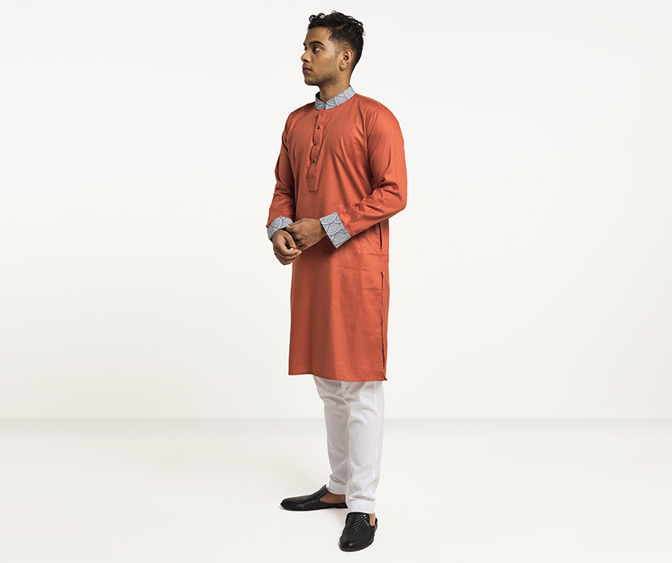 MAHAL Burnt Orange Scale Panjabi
