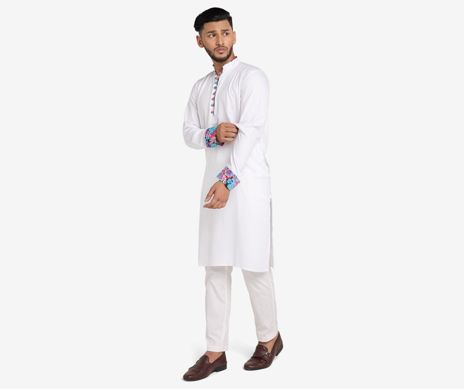 MAHAL White Moroccan MultiColour Panjabi