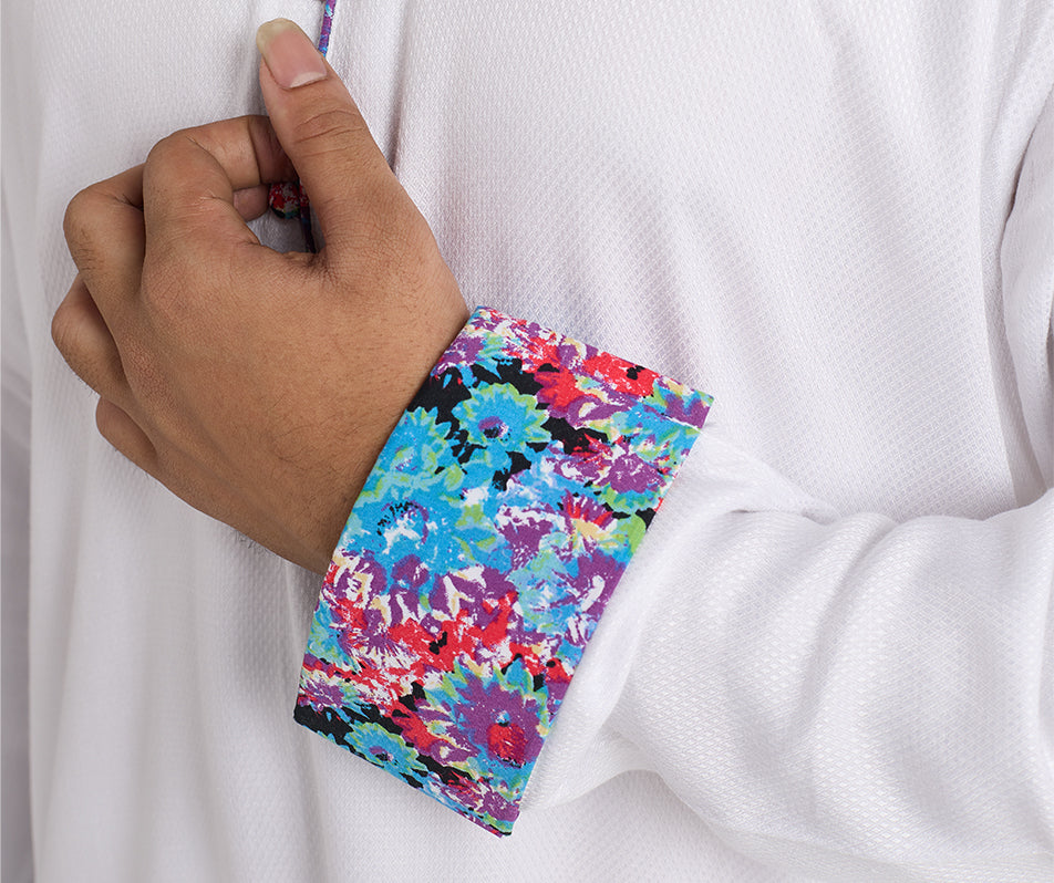 MAHAL White Moroccan MultiColour Panjabi