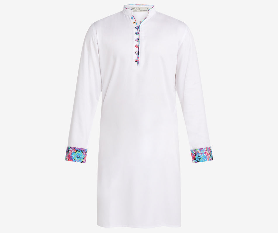MAHAL White Moroccan MultiColour Panjabi
