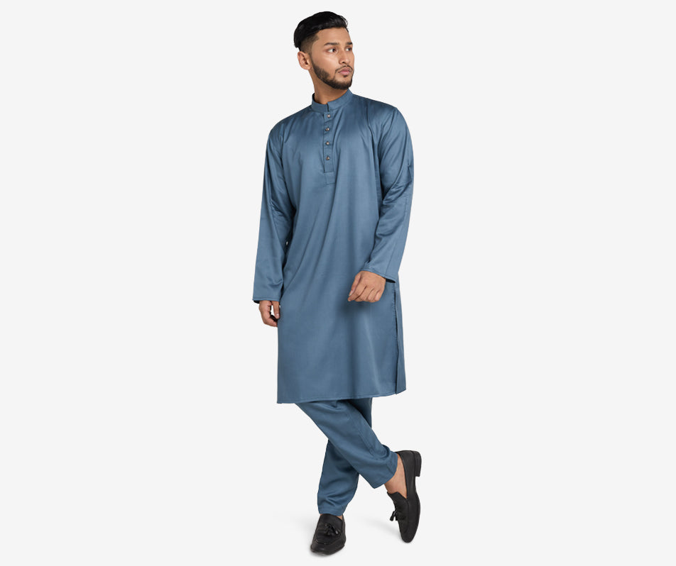 MAHAL Steel Blue Co-Ord Panjabi Set