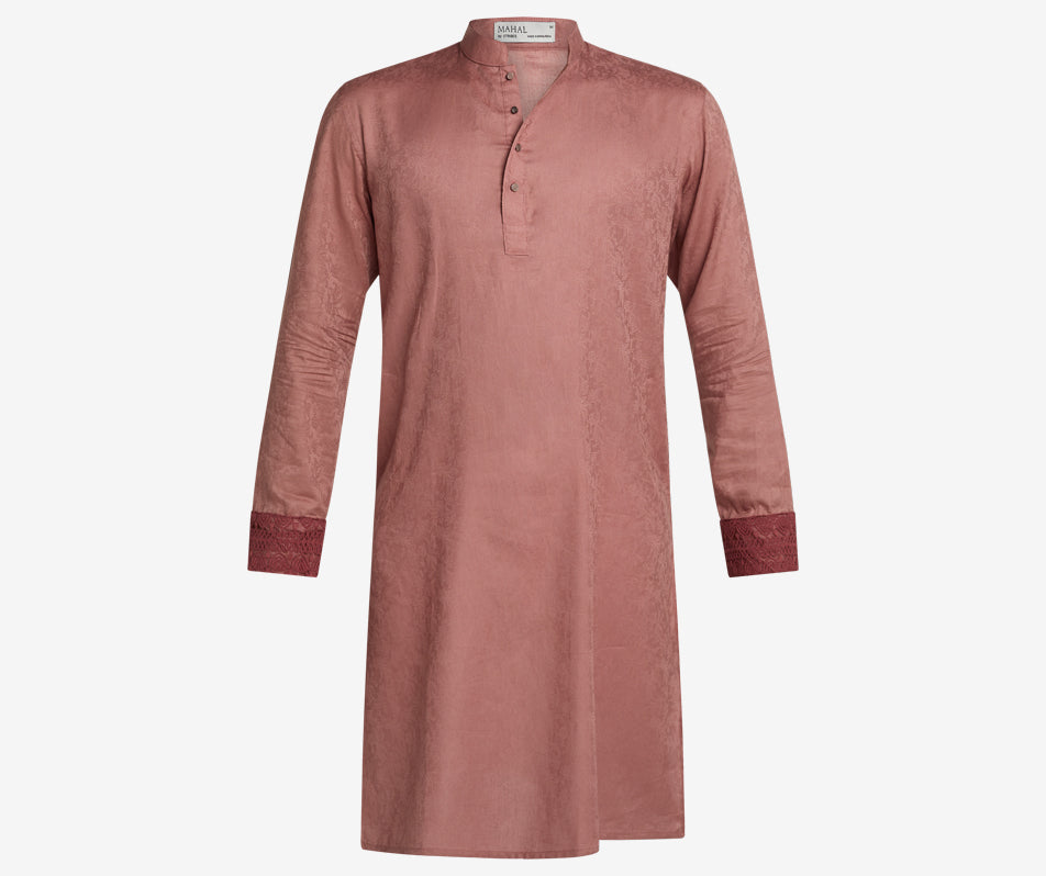 MAHAL Exclusive Mauve Pink Floral Jacquard Panjabi