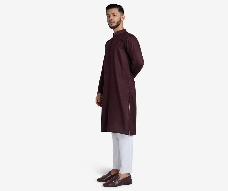 MAHAL Exclusive Mahogany Enchanting Vines Jacquard Panjabi