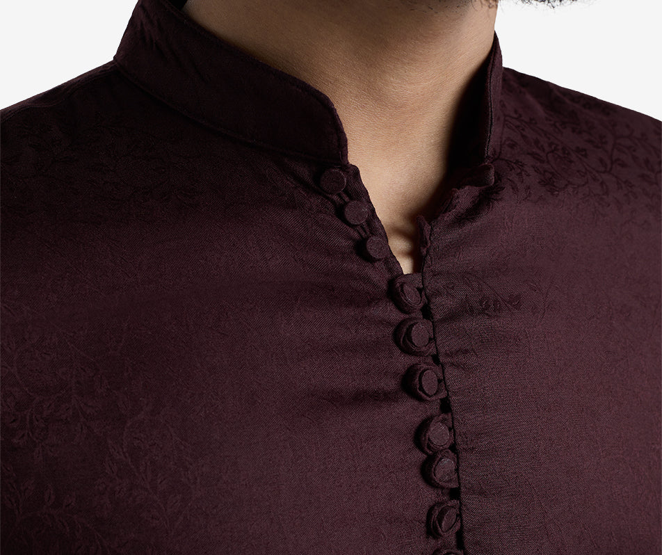 MAHAL Exclusive Mahogany Enchanting Vines Jacquard Panjabi