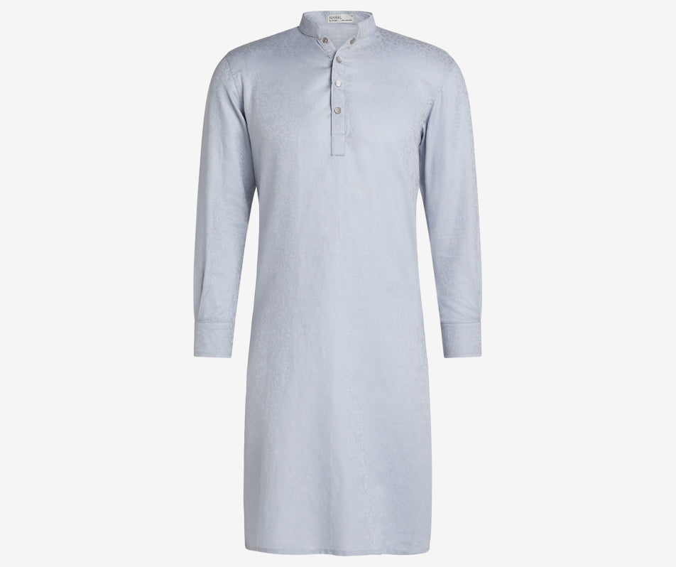 MAHAL Exclusive Powder Blue Enchanting Vines Jacquard Panjabi