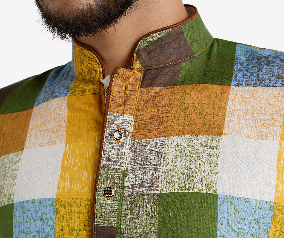 MAHAL Technicolor Check Panjabi