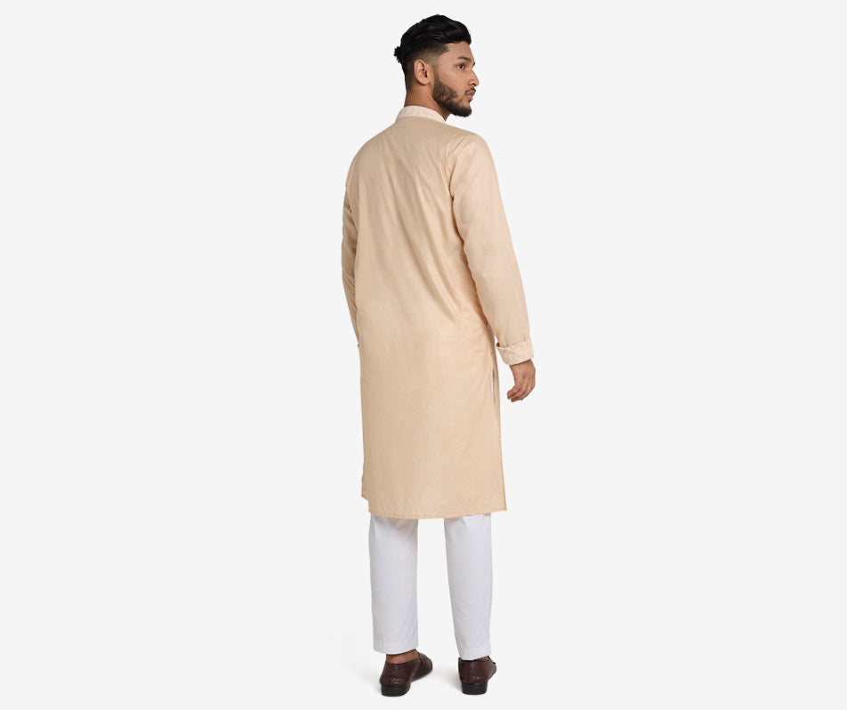 MAHAL Sashiko Beige Jacquard Lace Panjabi