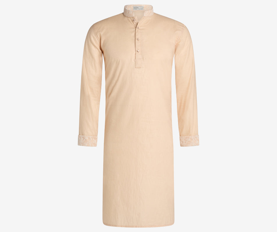 MAHAL Sashiko Beige Jacquard Lace Panjabi