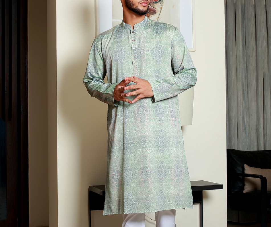MAHAL Green Cybernova Printed Panjabi