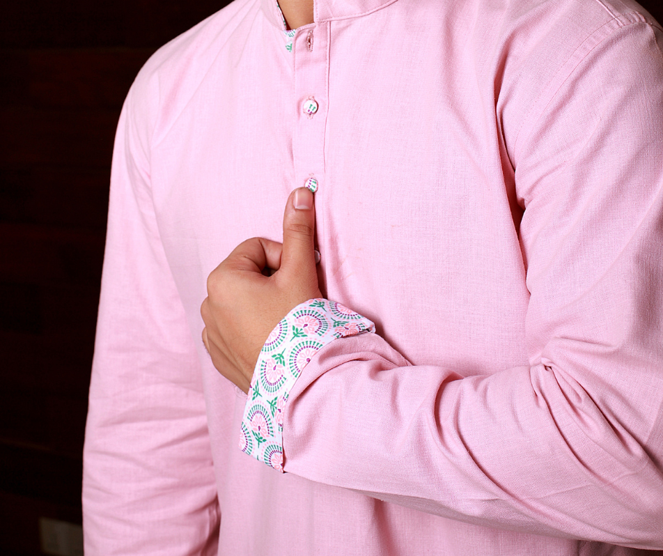 MAHAL Pink Festive Floral Panjabi