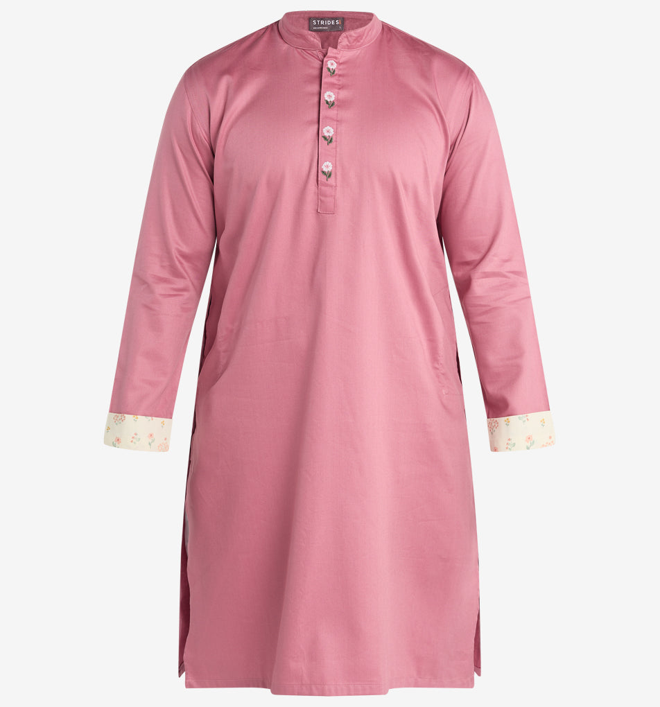 MAHAL Raspberry Bloom Hand-Embroidered Panjabi