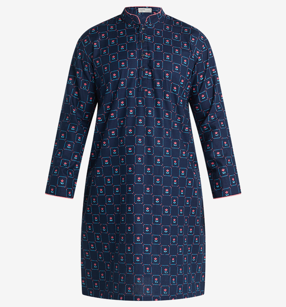 MAHAL Exclusive Neon Tulip Navy Panjabi