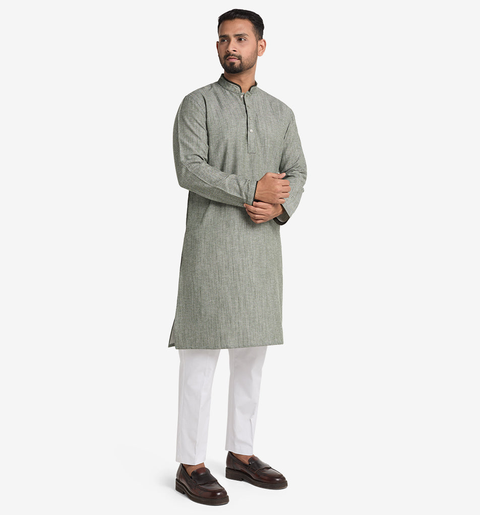 MAHAL Sage Green Herringbone Panjabi