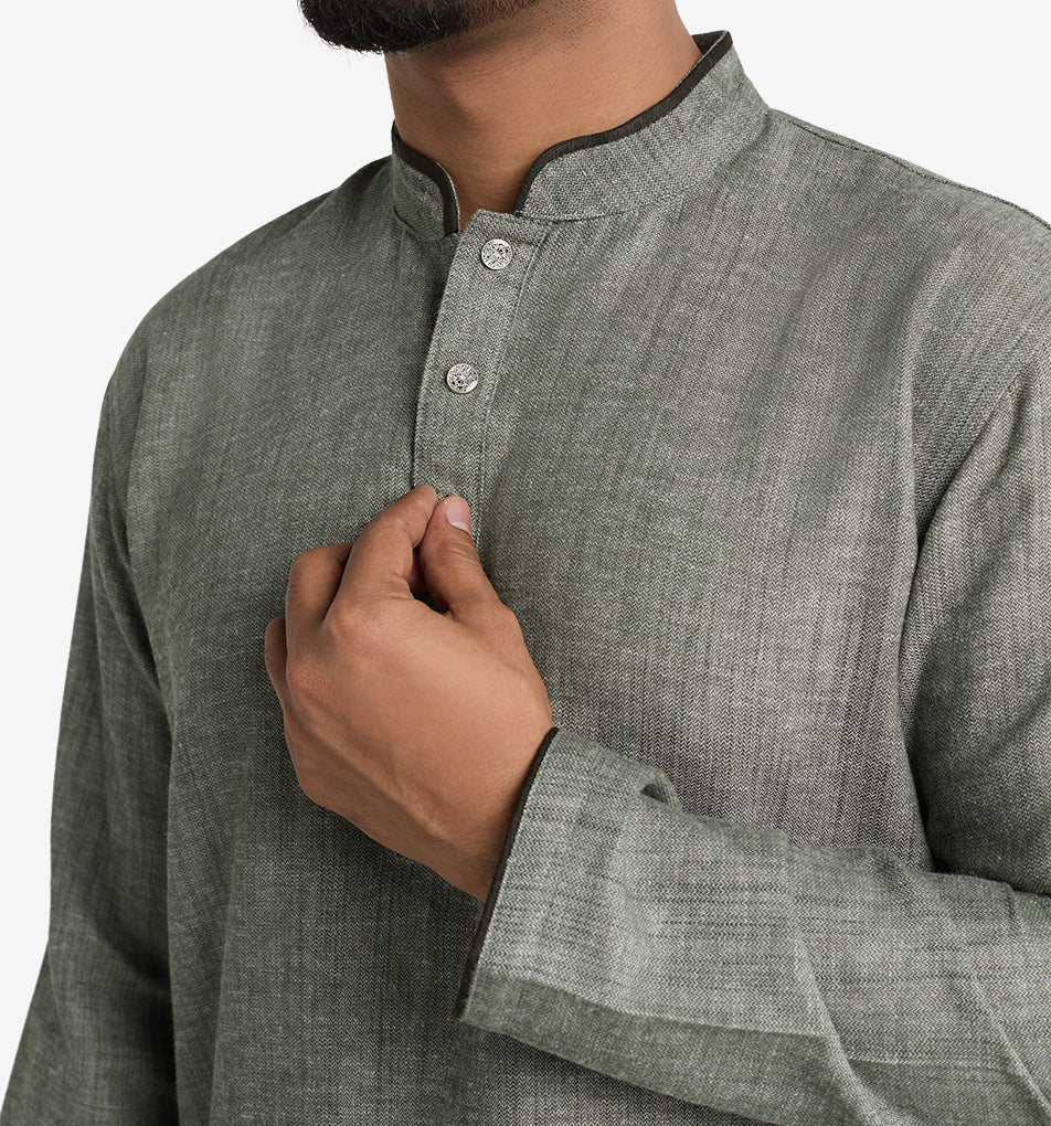 MAHAL Sage Green Herringbone Panjabi