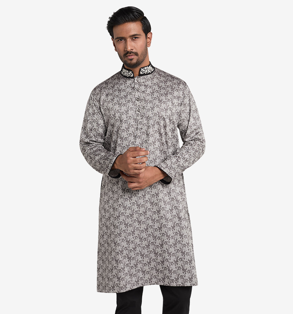 MAHAL Exclusive Zirconium Zardozi Floral Panjabi