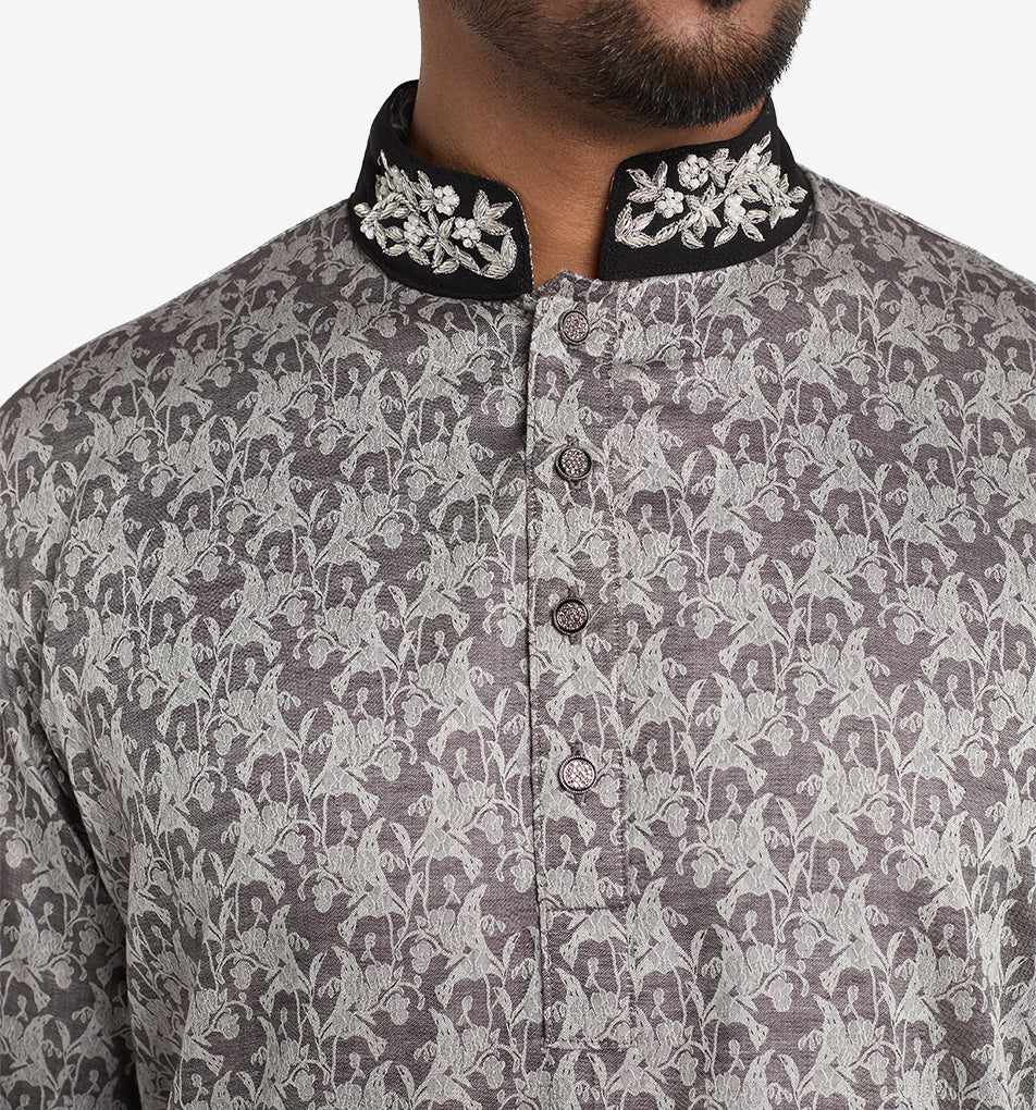 MAHAL Exclusive Zirconium Zardozi Floral Panjabi