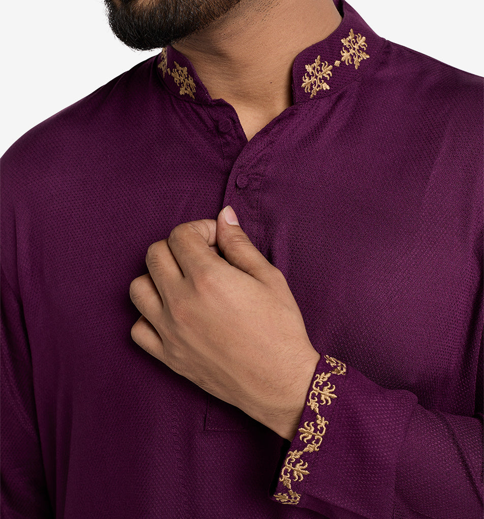 MAHAL Exclusive Sovereign Purple Embroidered Panjabi