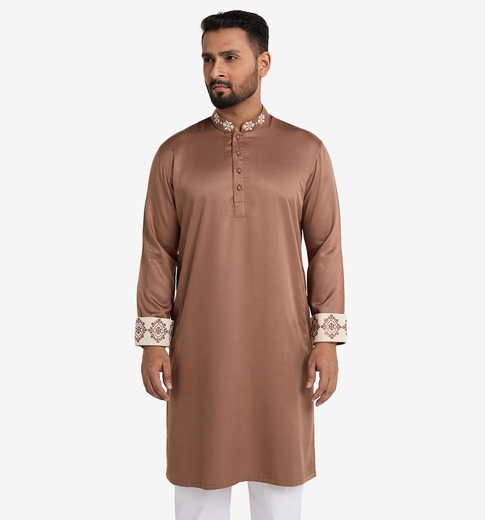 MAHAL Legacy Caramel Embroidery Panjabi