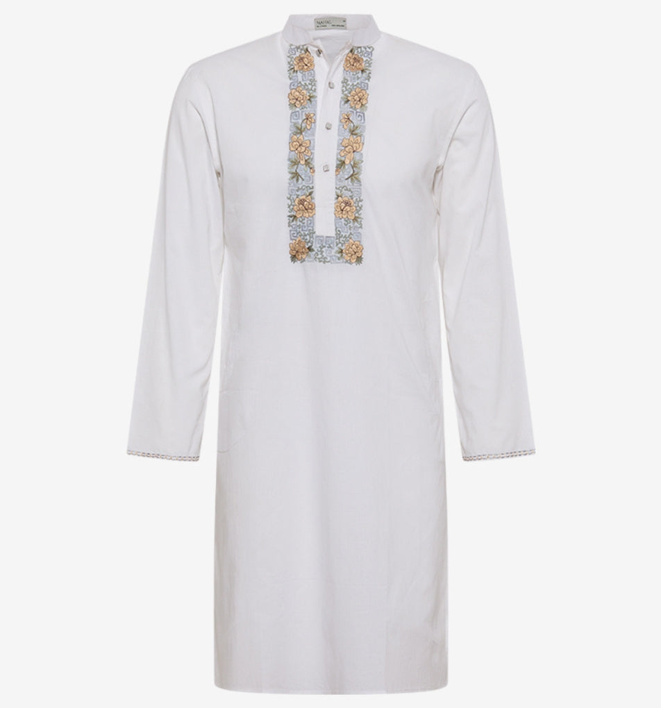 MAHAL Festive White Embroidery Panjabi