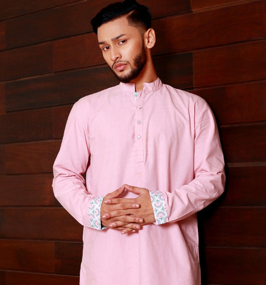 MAHAL Pink Festive Floral Panjabi