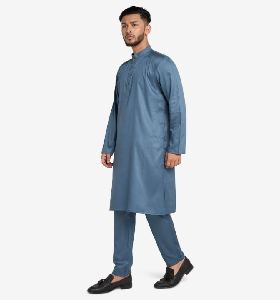 MAHAL Steel Blue Co-Ord Panjabi Set