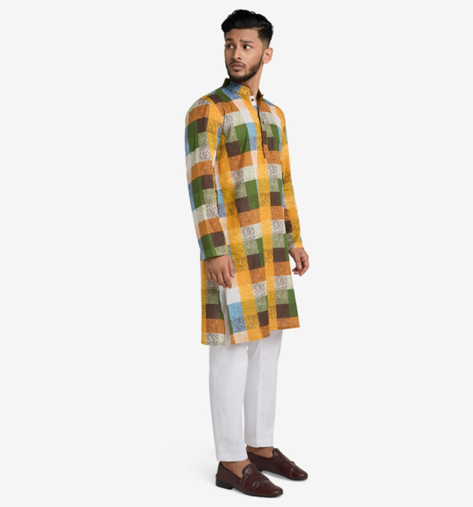 MAHAL Technicolor Check Panjabi