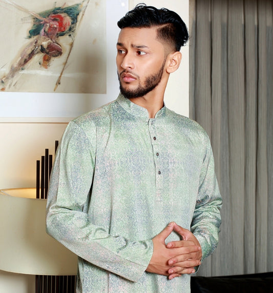 MAHAL Green Cybernova Printed Panjabi
