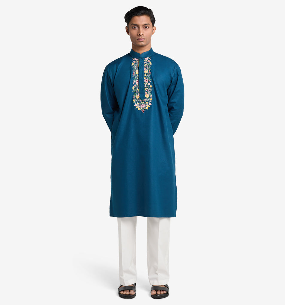 MAHAL Azul Bloom Embroidered Panjabi
