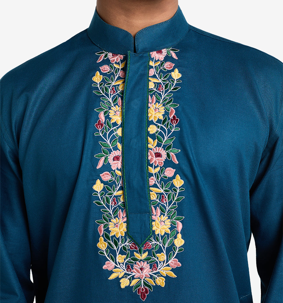 MAHAL Azul Bloom Embroidered Panjabi