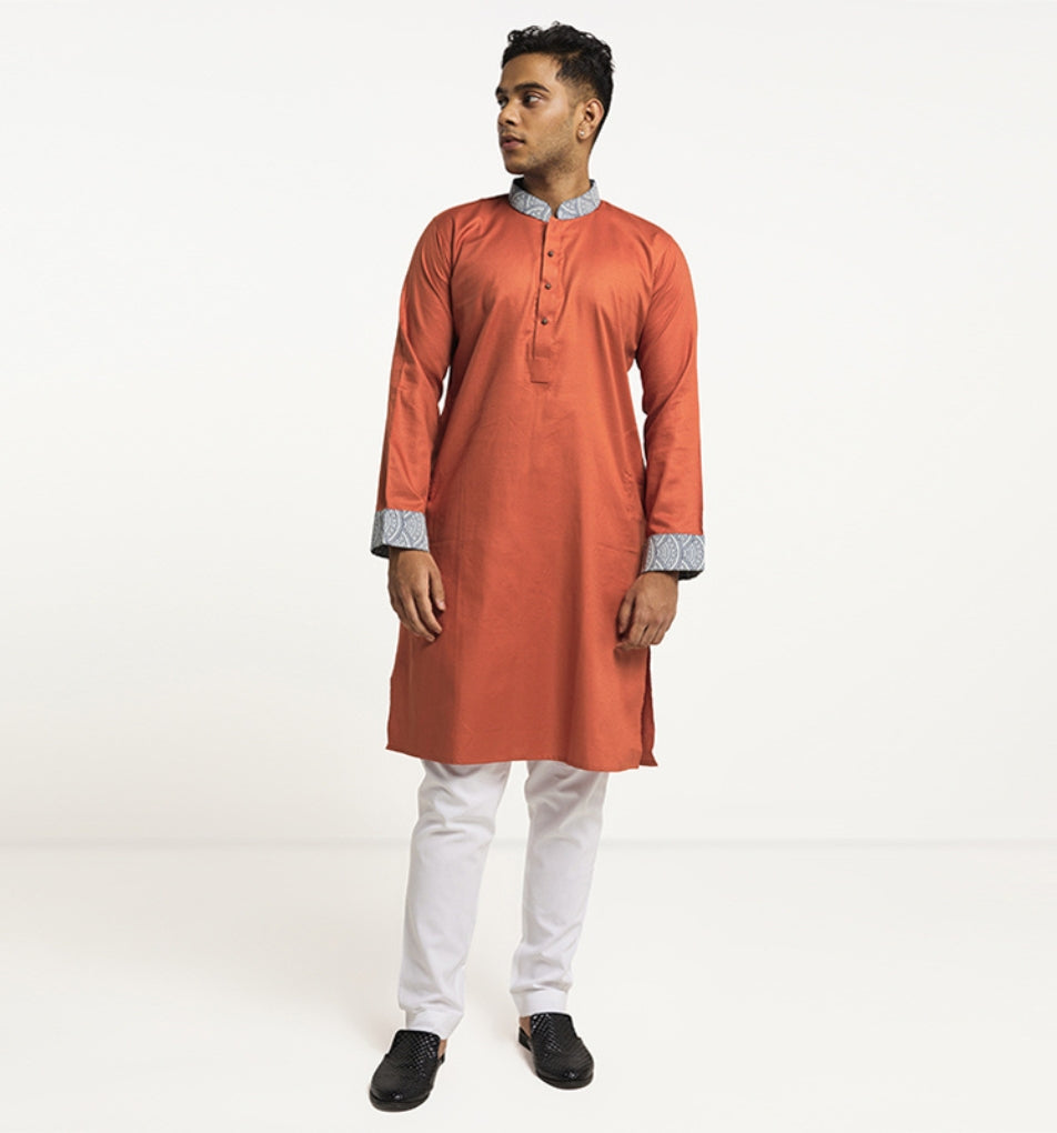 MAHAL Burnt Orange Scale Panjabi