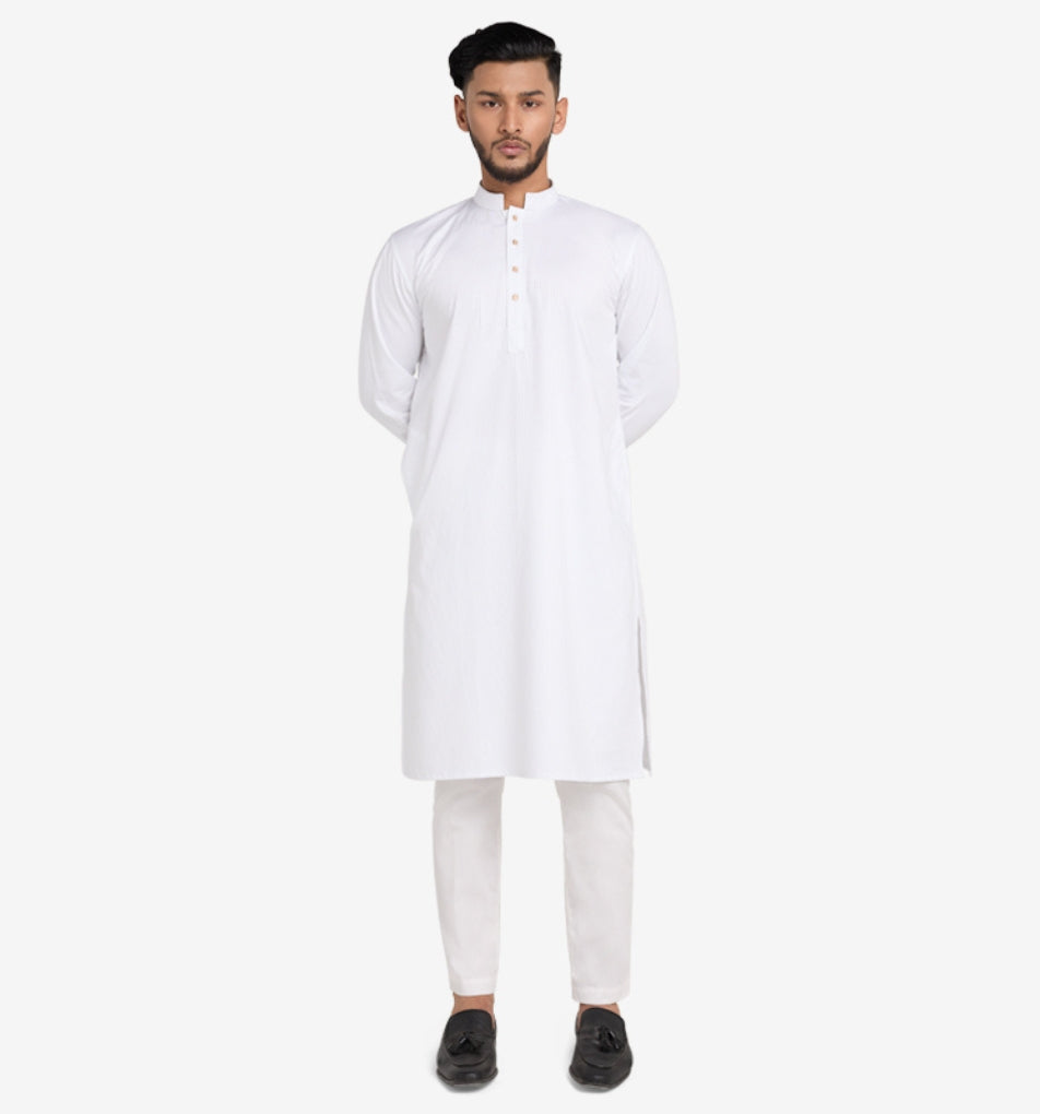 MAHAL Classic White Mandarin Panjabi