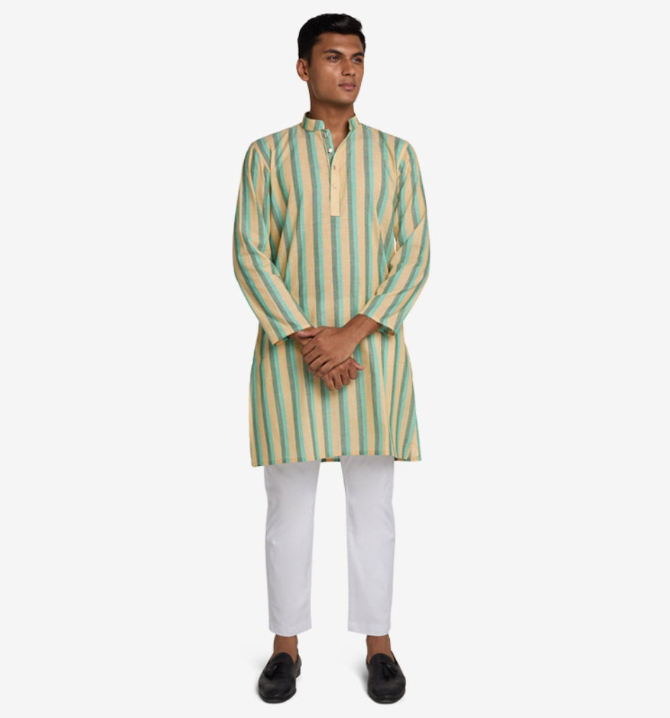 MAHAL Breezy Sunshine Turquoise Striped Panjabi