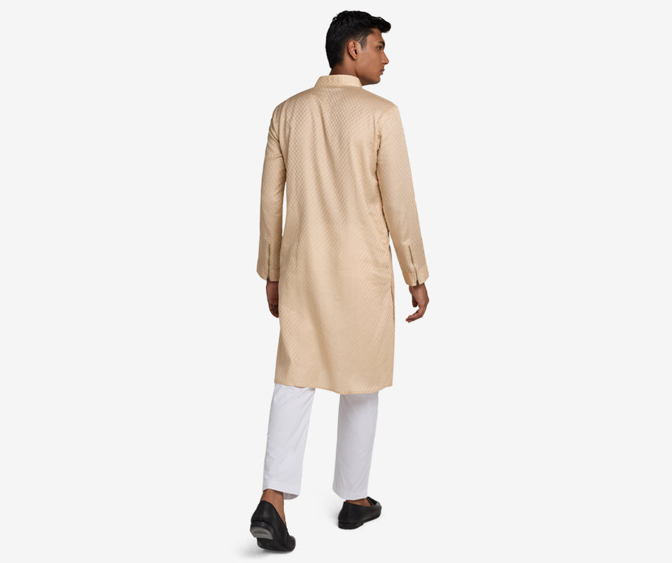 MAHAL Noble Ivory Checkered Zip Panjabi