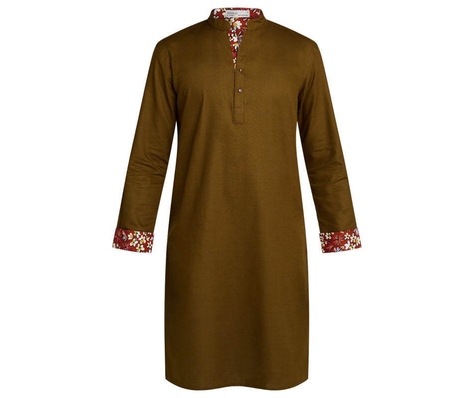 MAHAL Moss Green Whimsical Floral Panjabi