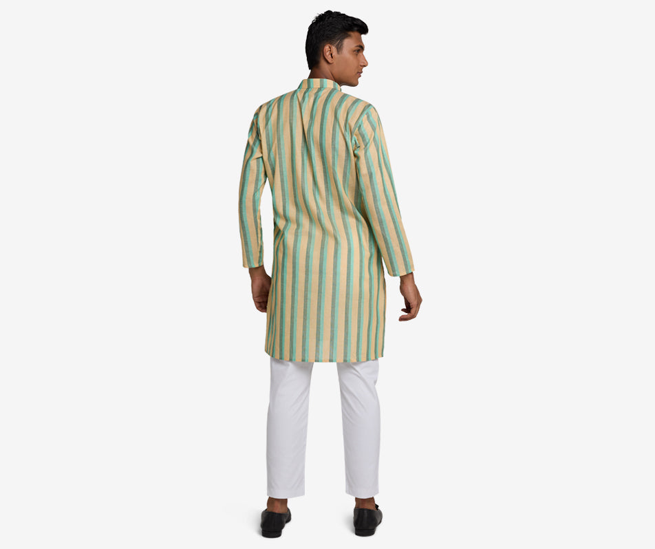 MAHAL Breezy Sunshine Turquoise Striped Panjabi