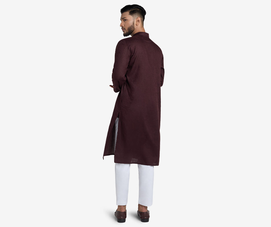 MAHAL Exclusive Mahogany Enchanting Vines Jacquard Panjabi