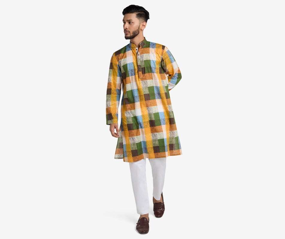 MAHAL Technicolor Check Panjabi