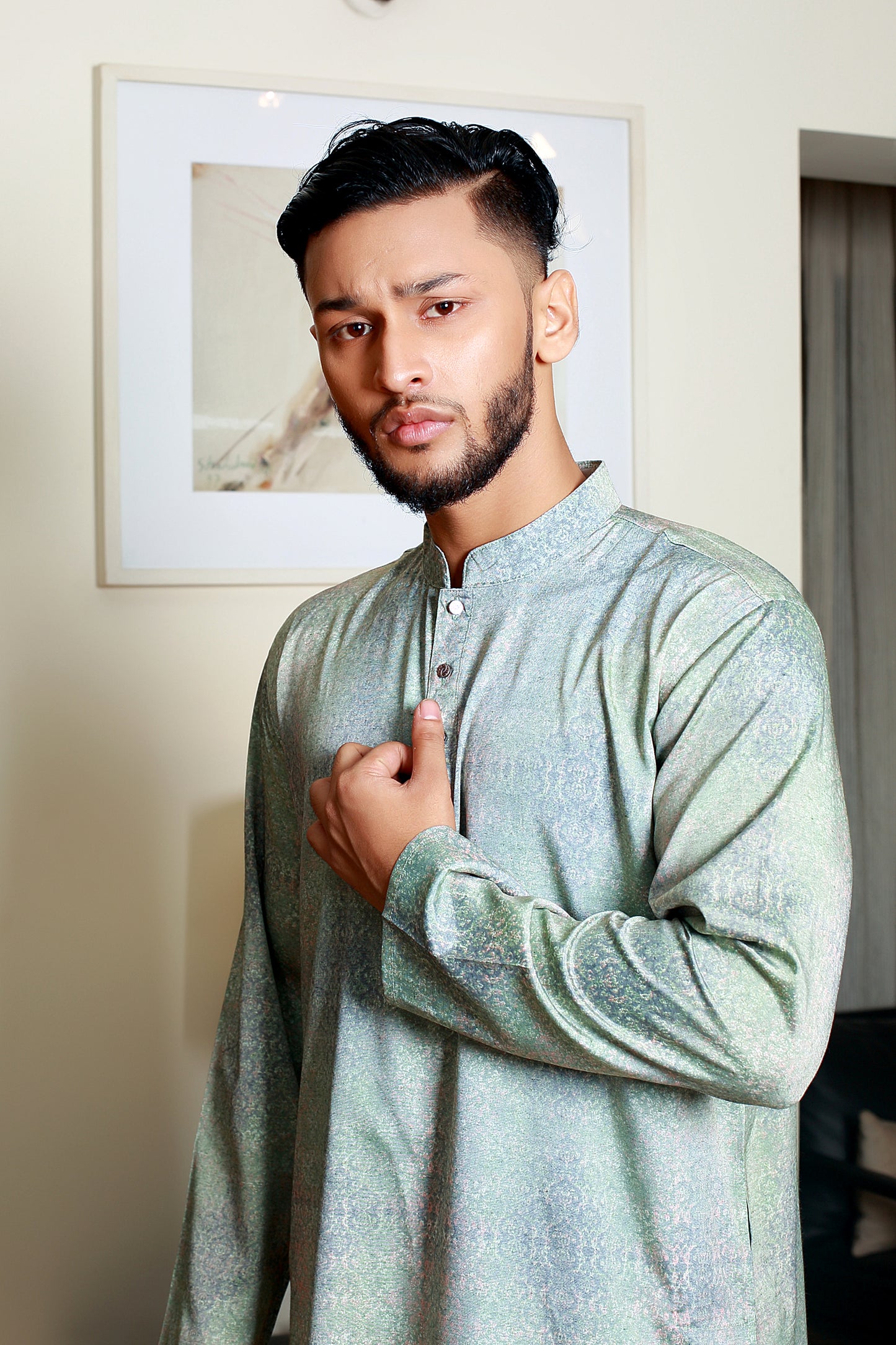 MAHAL Green Cybernova Printed Panjabi
