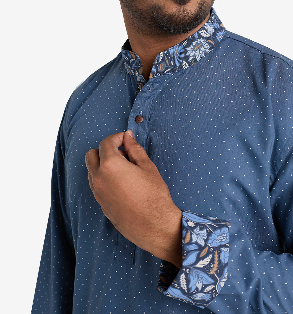 MAHAL Pandora Blue Polka-dot Panjabi