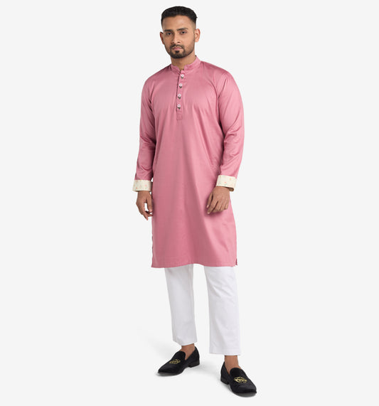 MAHAL Raspberry Bloom Hand-Embroidered Panjabi